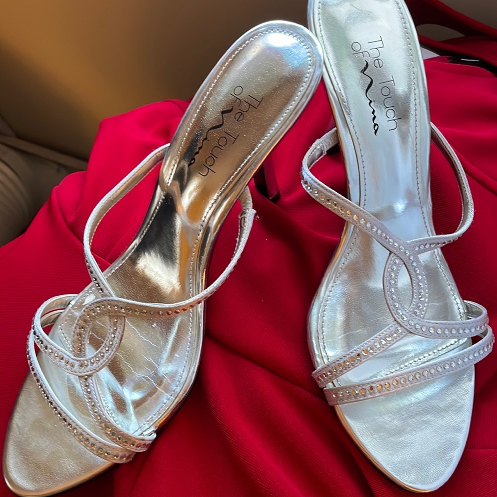 Silver 4 Inch Heels, Touch of Nina, Women’s US Size 9M